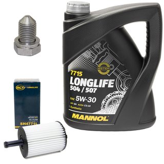 Motorl Set Longlife 5W-30 API SN 5 Liter + lfilter SH4771L + lablassschraube 48871