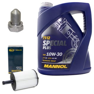 Engineoil set Special Plus 10W30 API SN 5 liters + Oil Filter SH4771L + Oildrainplug 48871