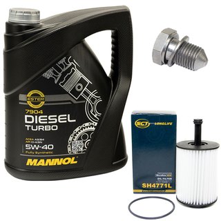Motorl Set 5W40 Diesel Turbo 5 Liter + lfilter SH4771L + lablassschraube 48871