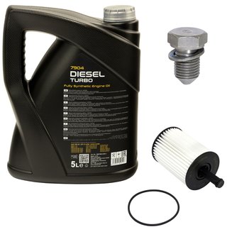 Engine oil set 5W40 Diesel Turbo 5 liters + oil filter SH4771L + Oildrainplug 48871