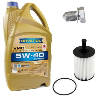 Motorl Set VMO SAE 5W-40 5 Liter + lfilter SH4771L + lablassschraube 15374
