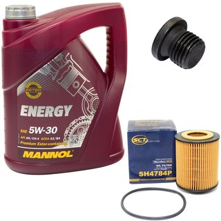 Engine Oil Set 5W-30 5 liters + oil filter SCT SH4784P + Oildrainplug 48874
