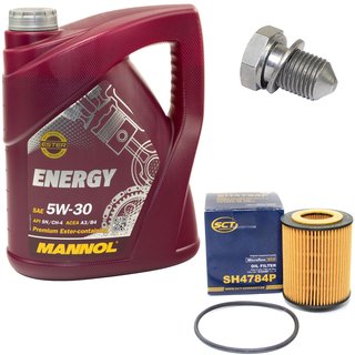 Engine Oil Set 5W-30 5 liters + oil filter SCT SH4784P + Oildrainplug 48871
