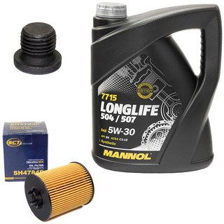 Motoröl Set Longlife 5W-30 API SN 5 Liter + Ölfilter SH4784P + Ölablassschraube 048874