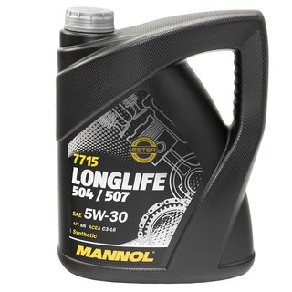 Engineoil set Longlife 5W30 API SN 5 liters + Oil Filter SH4784P + Oildrainplug 048874