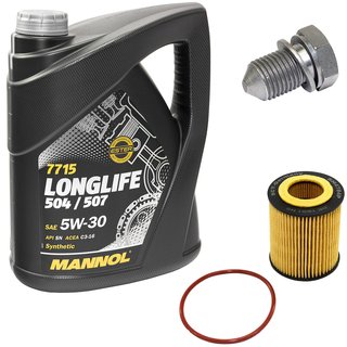 Motoröl Set Longlife 5W-30 API SN 5 Liter + Ölfilter SH4784P + Ölablassschraube 48871