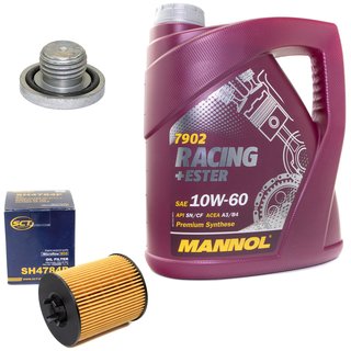 Engineoil set Racing+Ester 10W60 4 liters + Oil Filter SH4784P + Oildrainplug 04572