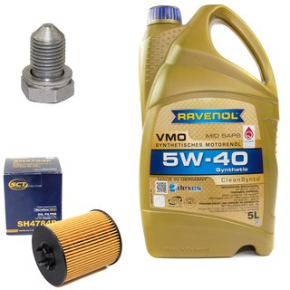Engineoil set VMO SAE 5W-40 5 liters + Oil Filter SH4784P + Oildrainplug 48871