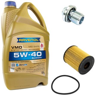 Engineoil set VMO SAE 5W-40 5 liters + Oil Filter SH4794P + Oildrainplug 31119