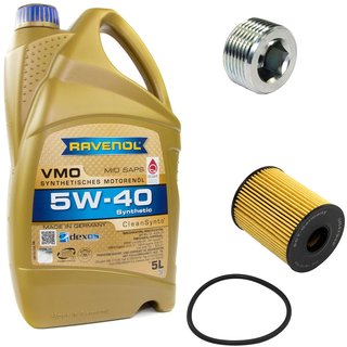 Engineoil set VMO SAE 5W-40 5 liters + Oil Filter SH4794P + Oildrainplug 38179