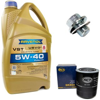 Engineoil set VollSynth Turbo VST SAE 5W-40 5 liters + Oil Filter SK804 + Oildrainplug 30264