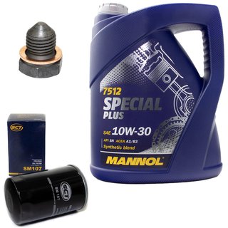 Motoröl Set Special Plus 10W-30 API SN 5 Liter + Ölfilter SM107 + Ölablassschraube 12281