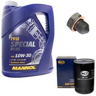 Engineoil set Special Plus 10W30 API SN 5 liters + Oil Filter SM107 + Oildrainplug 12281