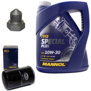 Engineoil set Special Plus 10W30 API SN 5 liters + Oil Filter SM107 + Oildrainplug 03272