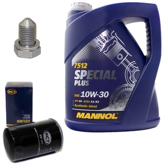 Motoröl Set Special Plus 10W-30 API SN 5 Liter + Ölfilter SM107 + Ölablassschraube 48871