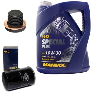 Motorl Set Special Plus 10W-30 API SN 5 Liter + lfilter SM107 + lablassschraube 171173
