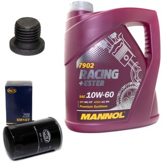 Engineoil set Racing+Ester 10W60 4 liters + Oil Filter SM107 + Oildrainplug 48874