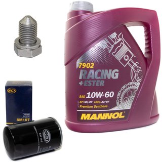 Engineoil set Racing+Ester 10W60 4 liters + Oil Filter SM107 + Oildrainplug 48871