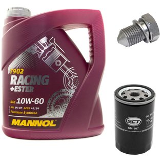 Engineoil set Racing+Ester 10W60 4 liters + Oil Filter SM107 + Oildrainplug 48871