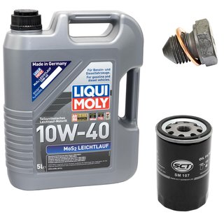 Motoröl Set MOS2 Leichtlauf 10W-40 5 Liter + Ölfilter SM107 + Ölablassschraube 12281
