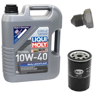 Motoröl Set MOS2 Leichtlauf 10W-40 5 Liter + Ölfilter SM107 + Ölablassschraube 03272
