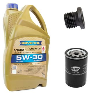 Motoröl Set VMP SAE 5W-30 5 Liter + Ölfilter SM107 + Ölablassschraube 48874