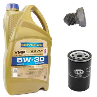 Motoröl Set VMP SAE 5W-30 5 Liter + Ölfilter SM107 + Ölablassschraube 03272