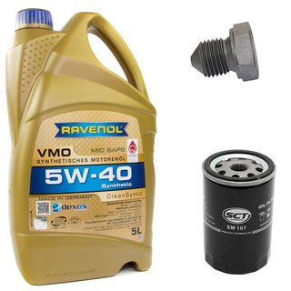 Motoröl Set VMO SAE 5W-40 5 Liter + Ölfilter SM107 + Ölablassschraube 03272