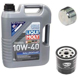 Motoröl Set MOS2 Leichtlauf 10W-40 5 Liter + Ölfilter SM110 + Ölablassschraube 38179