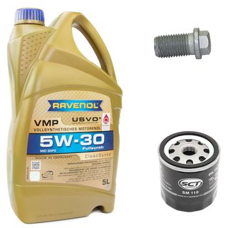 Engineoil set VMP SAE 5W-30 5 liters + Oil Filter SM112 + Oildrainplug 08277