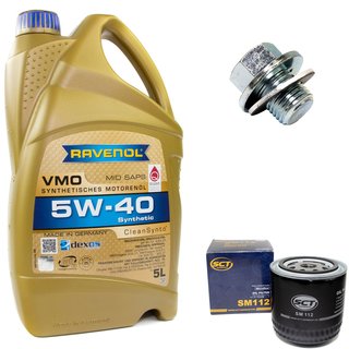 Motoröl Set VMO SAE 5W-40 5 Liter + Ölfilter SM112 + Ölablassschraube 30264