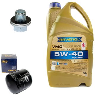 Motoröl Set VMO SAE 5W-40 5 Liter + Ölfilter SM112 + Ölablassschraube 30264