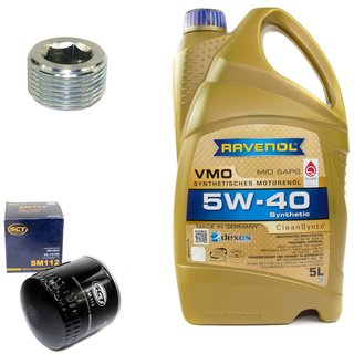 Engineoil set VMO SAE 5W-40 5 liters + Oil Filter SM112 + Oildrainplug 38179