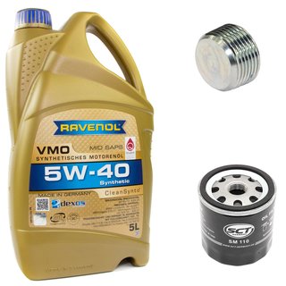 Engineoil set VMO SAE 5W-40 5 liters + Oil Filter SM112 + Oildrainplug 38179