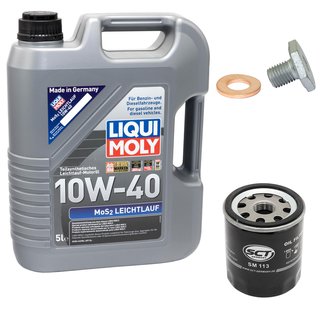 Motoröl Set MOS2 Leichtlauf 10W-40 5 Liter + Ölfilter SM113 + Ölablassschraube 38218