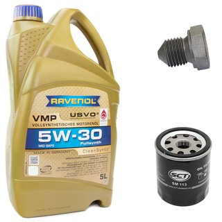 Motoröl Set VMP SAE 5W-30 5 Liter + Ölfilter SM113 + Ölablassschraube 03272