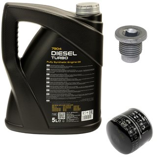 Engine oil set 5W40 Diesel Turbo 5 liters + oil filter SM118 + Oildrainplug 48880