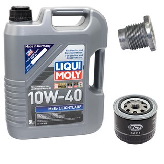 Motoröl Set MOS2 Leichtlauf 10W-40 5 Liter + Ölfilter SM118 + Ölablassschraube 48880