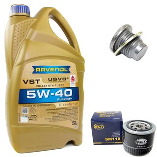 Engineoil set VollSynth Turbo VST SAE 5W-40 5 liters + Oil Filter SM118 + Oildrainplug 101250