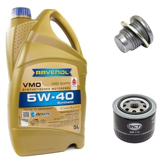 Engineoil set VMO SAE 5W-40 5 liters + Oil Filter SM118 + Oildrainplug 101250