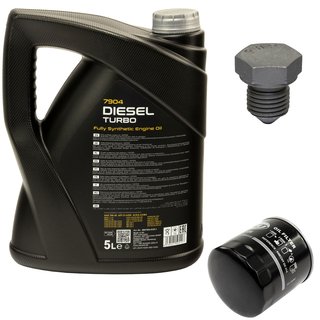 Engine oil set 5W40 Diesel Turbo 5 liters + oil filter SM136 + Oildrainplug 03272