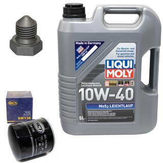 Motoröl Set MOS2 Leichtlauf 10W-40 5 Liter + Ölfilter SM136 + Ölablassschraube 03272