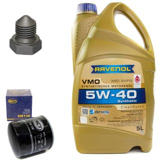 Motoröl Set VMO SAE 5W-40 5 Liter + Ölfilter SM136 + Ölablassschraube 03272