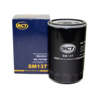 Engine Oil Set 5W-40 5 liters + oil filter SCT SM137 + Oildrainplug 21096
