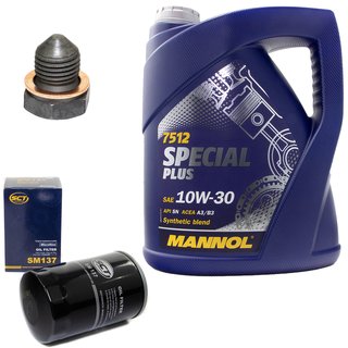 Engineoil set Special Plus 10W30 API SN 5 liters + Oil Filter SM137 + Oildrainplug 12281