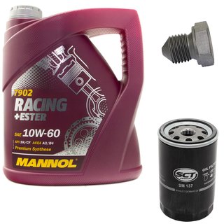 Engineoil set Racing+Ester 10W60 4 liters + Oil Filter SM137 + Oildrainplug 03272