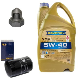 Engineoil set VMO SAE 5W-40 5 liters + Oil Filter SM137 + Oildrainplug 03272