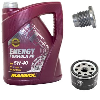 Engine Oil Set 5W-40 5 liters + oil filter SCT SM142 + Oildrainplug 48880
