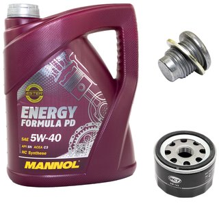 Engine Oil Set 5W-40 5 liters + oil filter SCT SM142 + Oildrainplug 101250