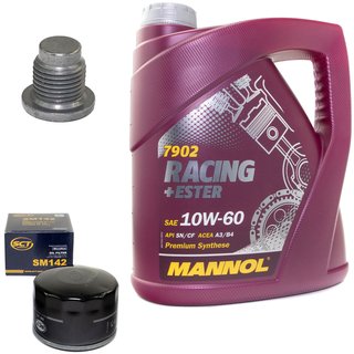 Engineoil set Racing+Ester 10W60 4 liters + Oil Filter SM142 + Oildrainplug 48880